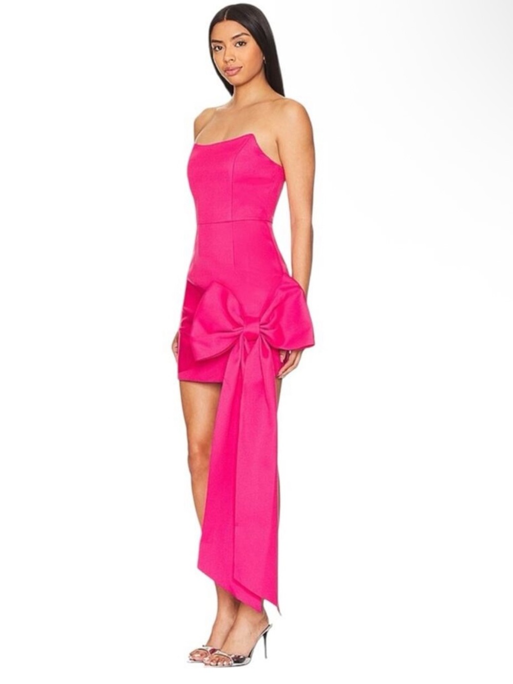 Elliatt Oversized Bow Revolve Genova Dress in Fuchsia Hot Barbie Pink Large/US 8
